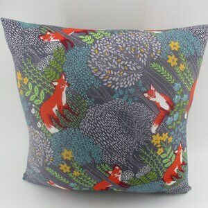 13.5" Wild Foxes Pillow made crisscross style in reverse side.